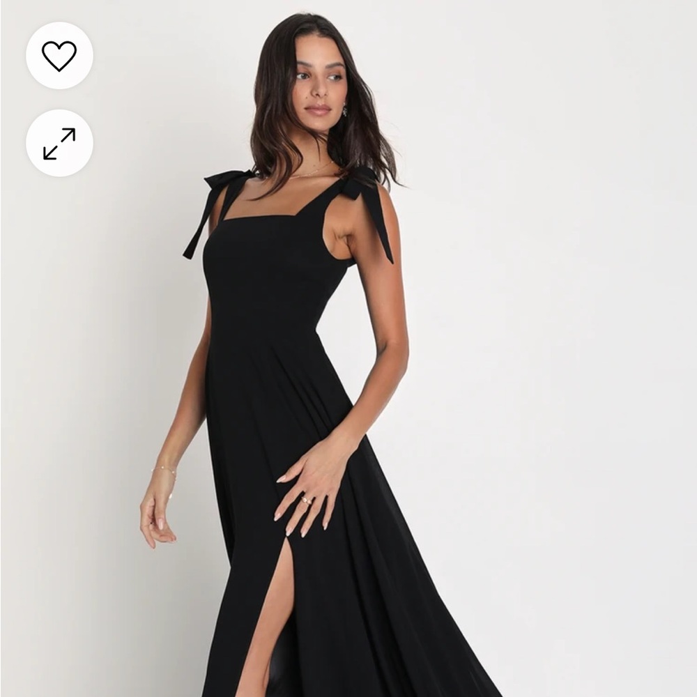 Lulus Love Me Forever Black Tie-Strap Square Neck Maxi Dress